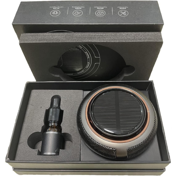 Solar Aromatherapy Diffuser for Car – Solar-Powered Air Freshener with Marine Scent and Essential Oil Extension