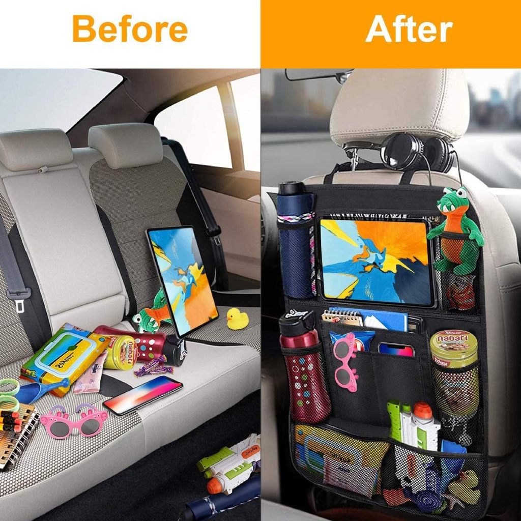 Car Back Seat Organizer – Tablet Holder, Multiple Pockets, Protective Cover